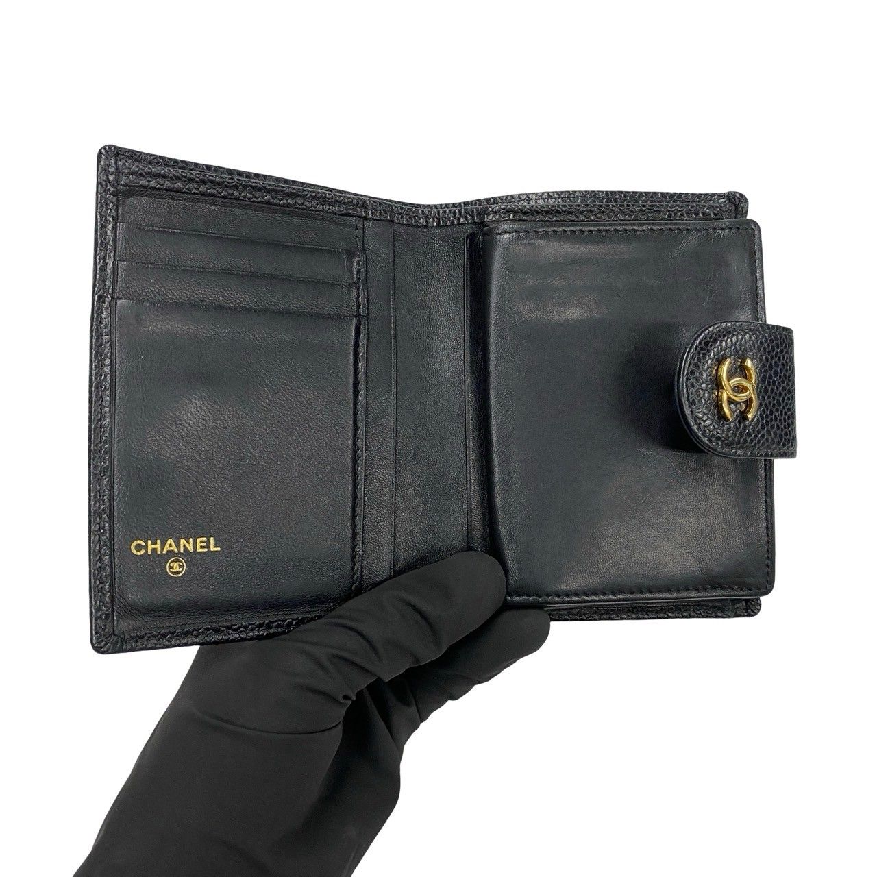 極 美品 シール有 5番台 CHANEL シャネル ビコローレ ココマーク マットキャビアスキン がま口 二つ折り 財布 ウォレット ブラック  18521 - メルカリ