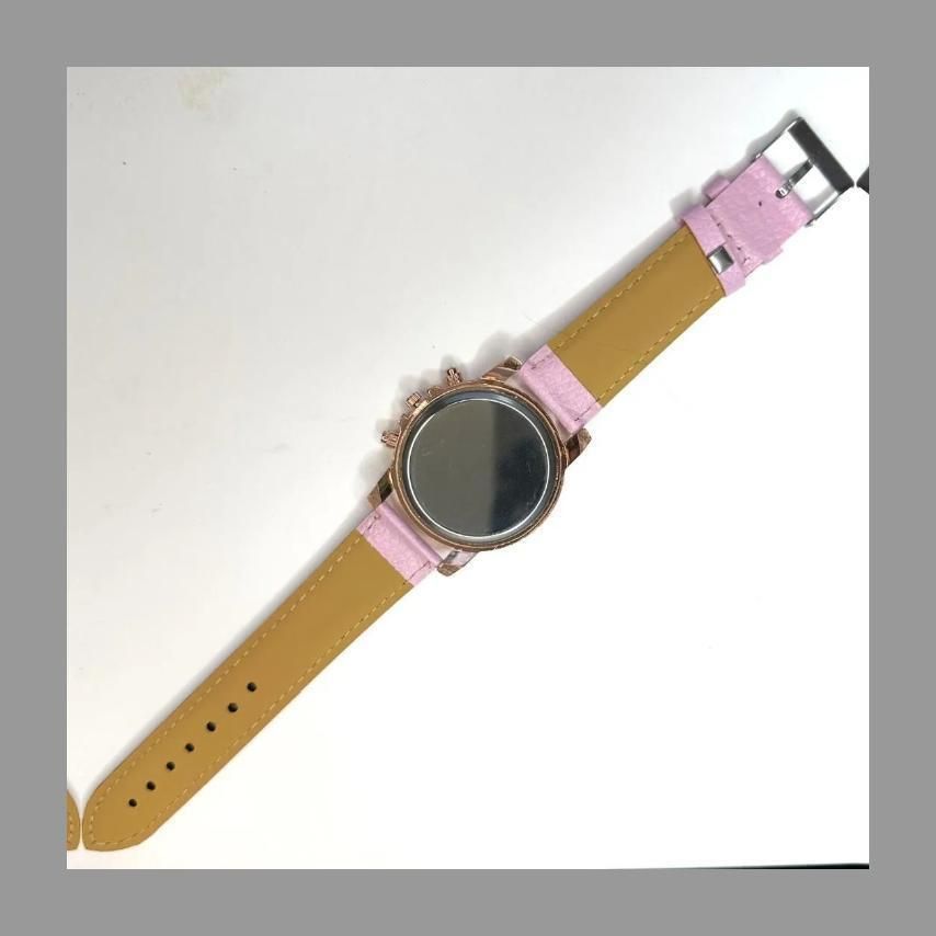レディース、ラウンドクォーツ腕時計、ローマ数字の腕時計 ピンクベルト
