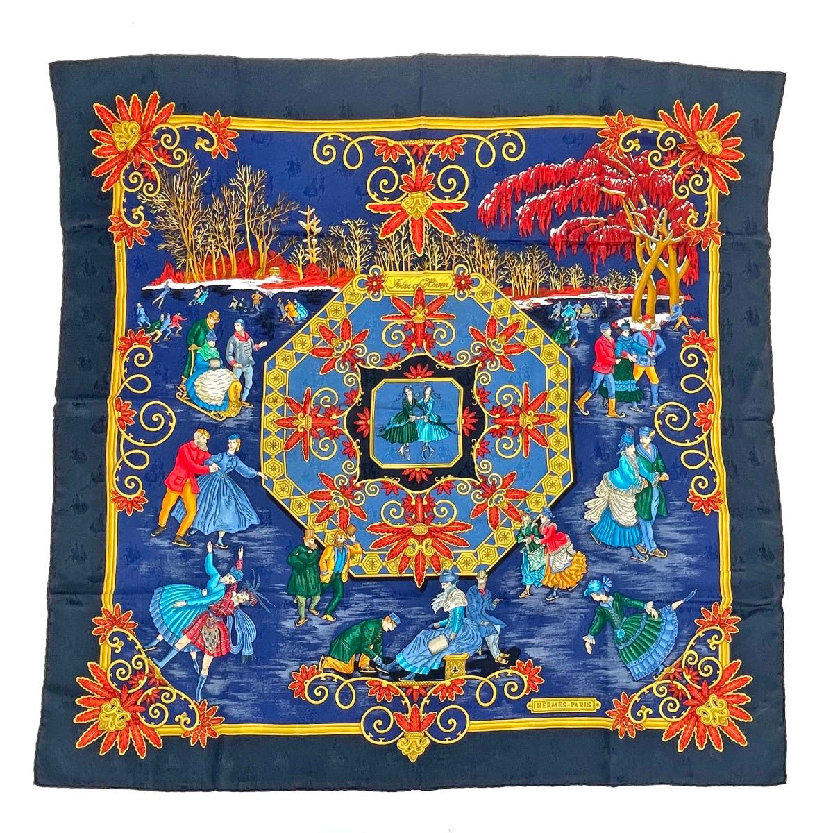 良好 HERMES エルメス カレ90 JOIES D'HIVER 冬の愉しみ