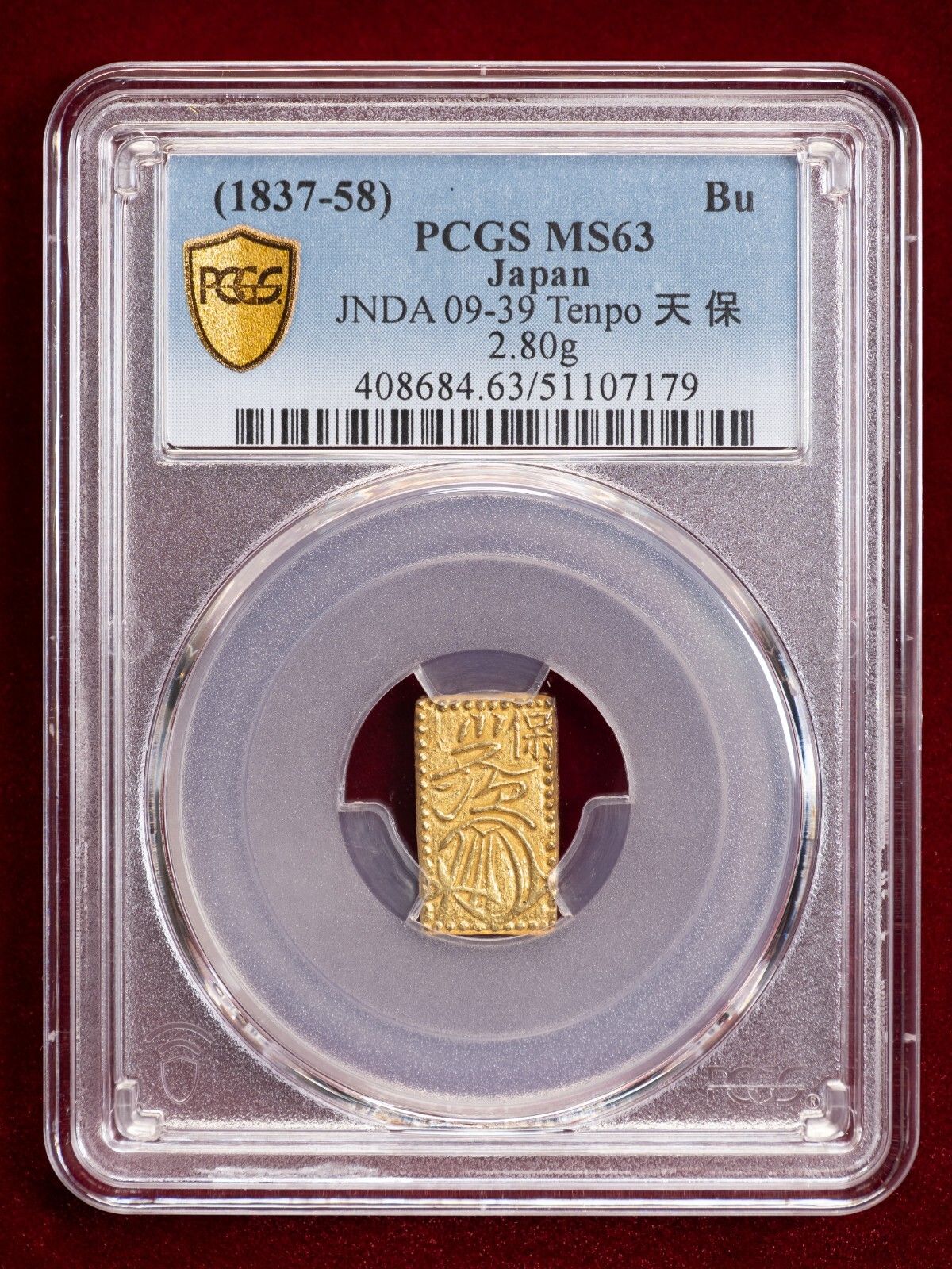 1837-1858 Tenpo|Tempo 1 Bu G Ichibu Kin - PCGS MS63