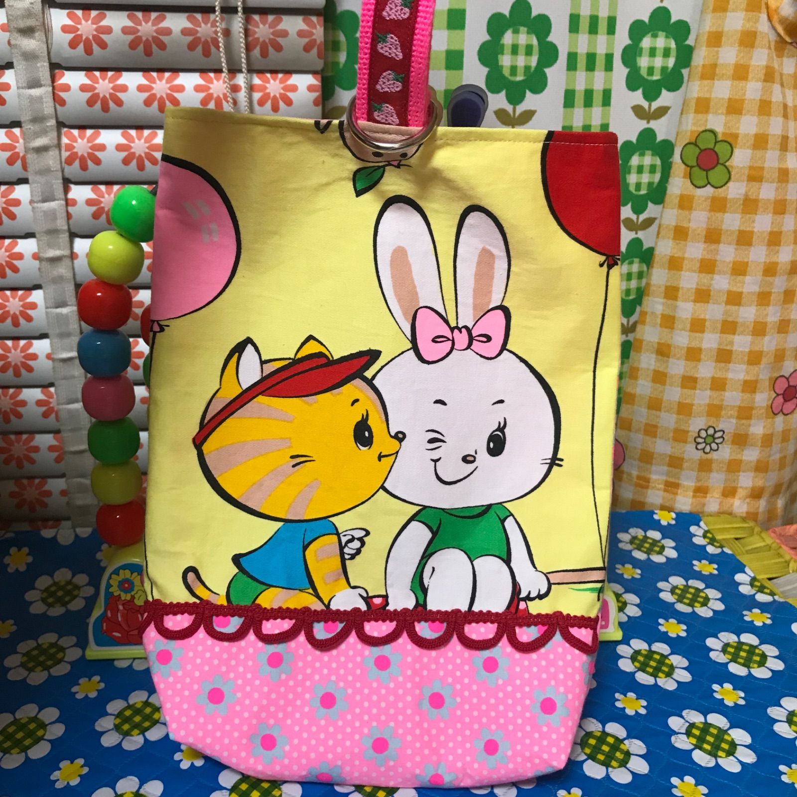 昭和レトロ 生地 ハンドメイド リメイク 縦横約195㎝ こたつ上