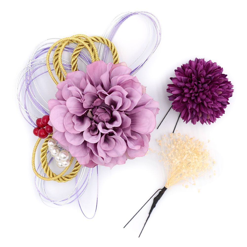 508ag74□七五三 七歳 女児 着物&六通袋帯 絞染め 花丸文□状態