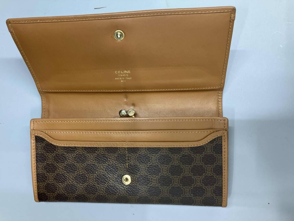 CELINE/財布/PVC/BRW/レディース/がま口/マカダム　セリーヌ財布 セリーヌ CELINE マカダム PVC がま口 長財布