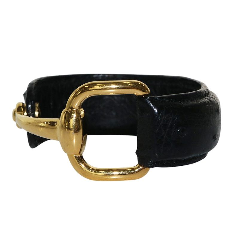 グッチ GUCCI ホースビット バングル ブレスレット オーストリッチ