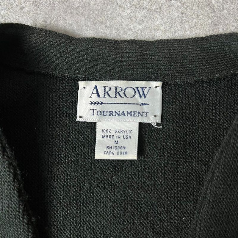 80s USA製 ARROW 無地 アクリル ニット カーディガン M / 80年代