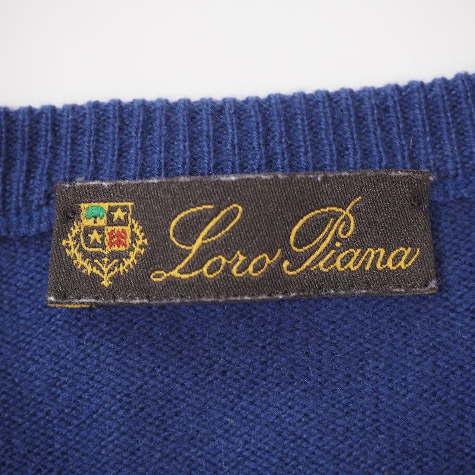 ロロピアーナ Loro Piana Vネック ピュアカシミヤ ネイビー セーター 52 ネイビー メンズ 美品 正規品 2-DF185