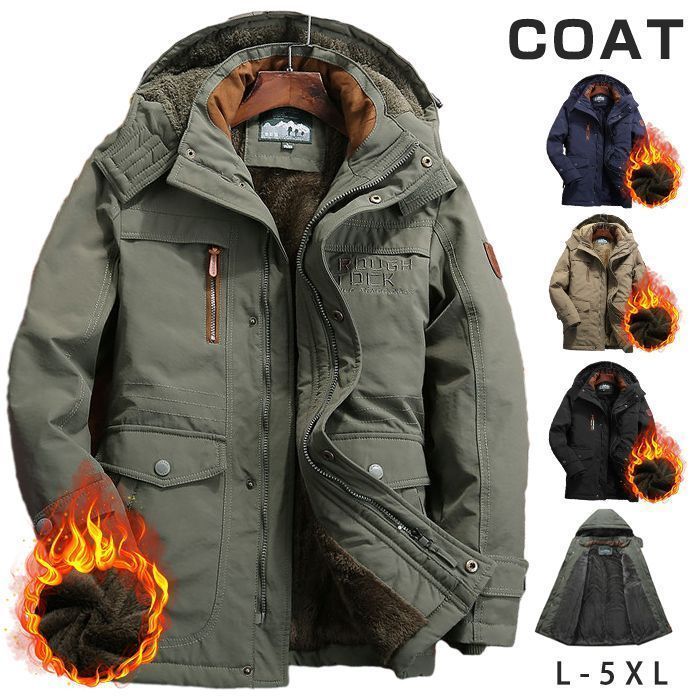 ミリタリージャケット メンズ 裏起毛 厚手 大きいサイズ ボアコート 防風 防寒 秋冬 ミドル丈 コート ジャケット おしゃれ xiaozhang05