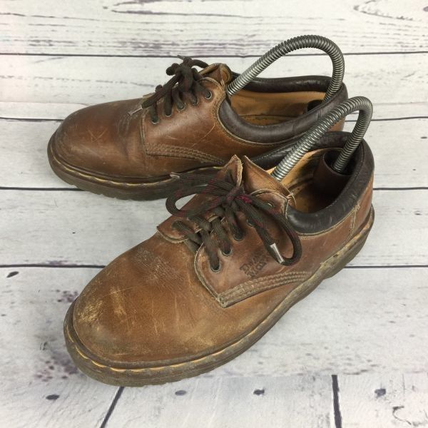80s-90s?|Vintage| イングランド製 Dr.Martens ローカットブーツ 24.5|茶 バウシングソール|ドクターマーチン◆E-208<sale>
