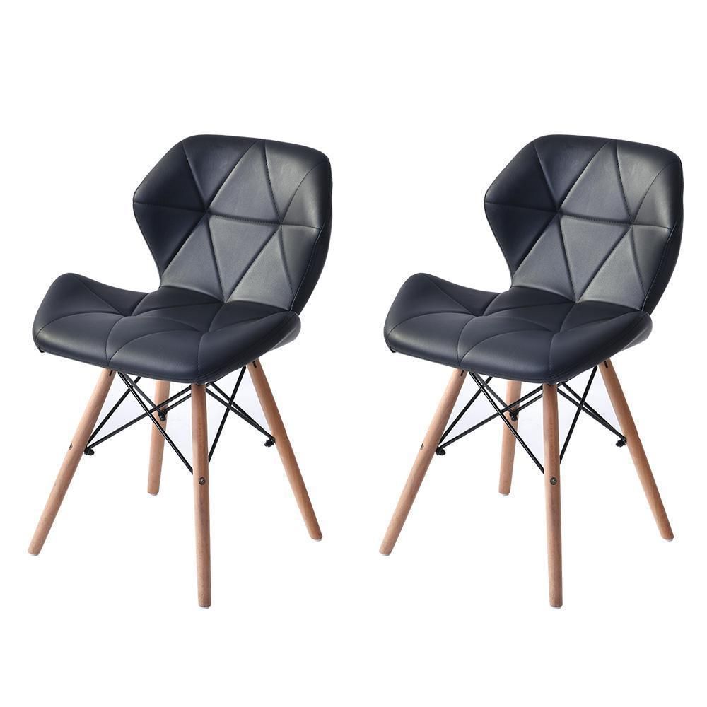 ブラック2脚セット】イームズチェアー ダイニングチェア クッション PU  