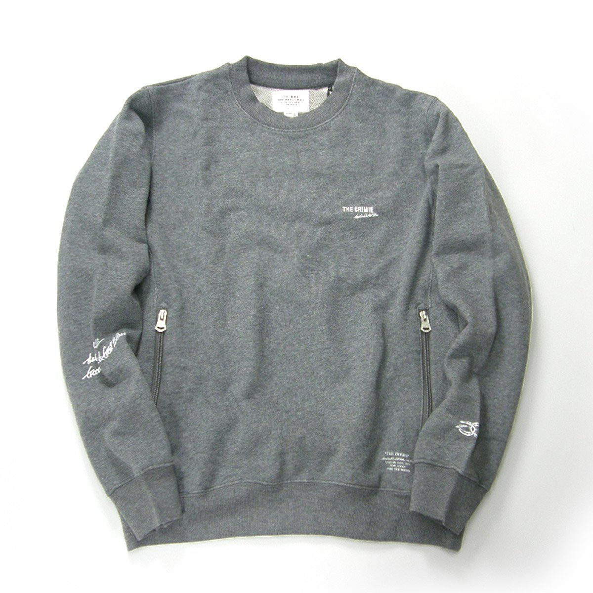 新品】 CRIMIE / クライミー ポケット スウェット SMALL LOGO CREW NECK SWEAT トレーナー プルオーバー ジップ ポケット クルーネック ロゴ グラフィック チャコール グレー - メルカリ