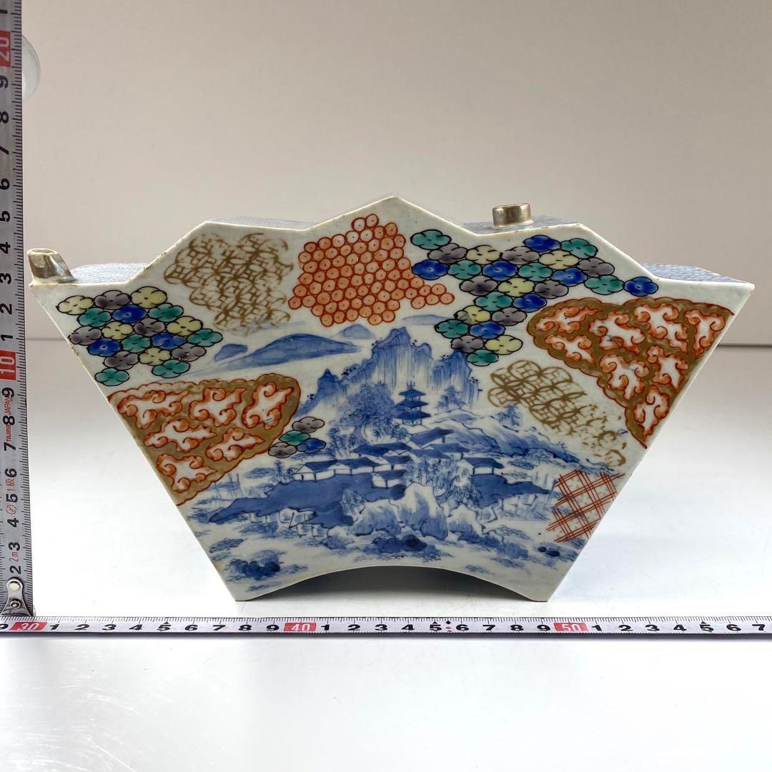 江戸時代 上彩色酒器 時代木 最大幅26㎝ 本Y5-0508