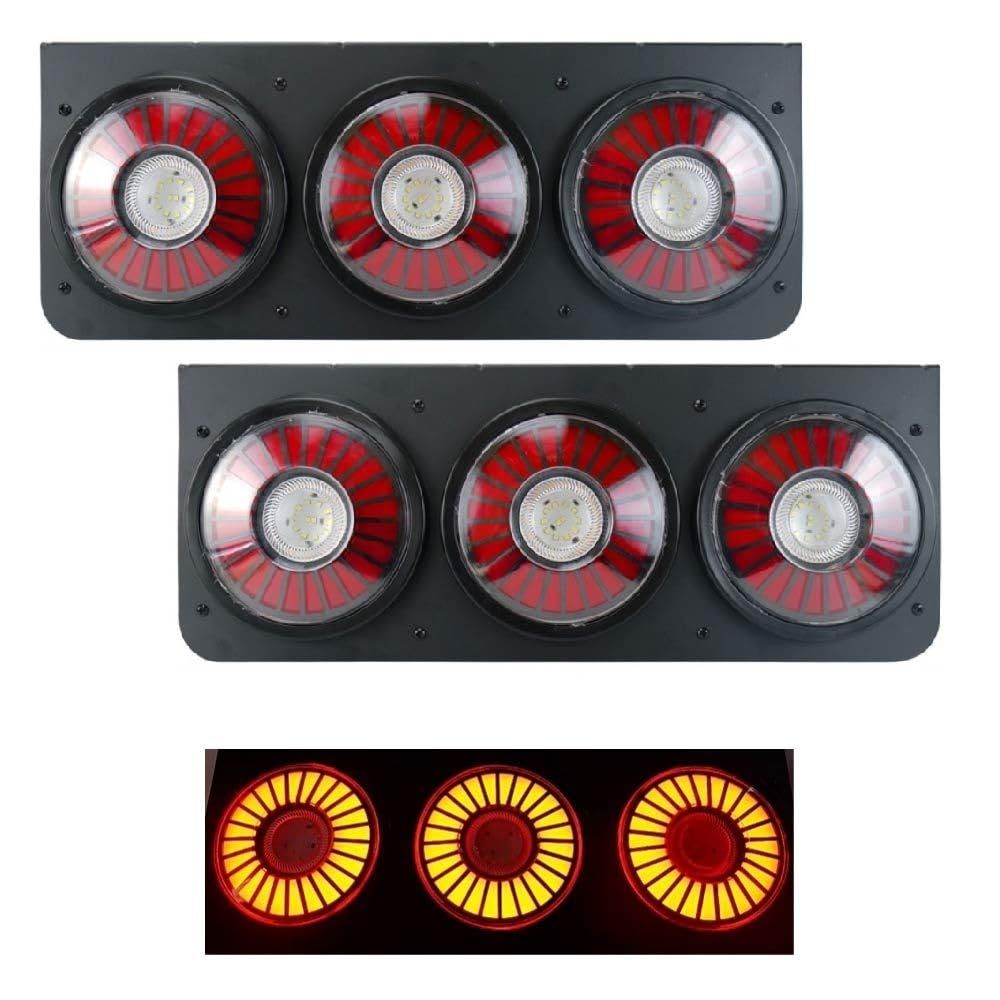 3連 丸型 オールLED クラシック テールランプ テールライト ブラックメッキ塗装 重厚感 24V ふそう 日野 UD いすゞ マツダ 等 バックランプ テール トラック デコトラ 後部 汎用タイプ 左右セット カスタム品 [並行輸入品] 