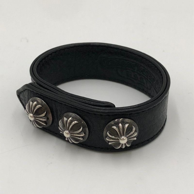 CHROME HEARTS クロムハーツ 3BTN 2SNP クロスボール 3ボタン 2スナップ レザーブレスレット アクセサリー 190-250430-kk-08-tei