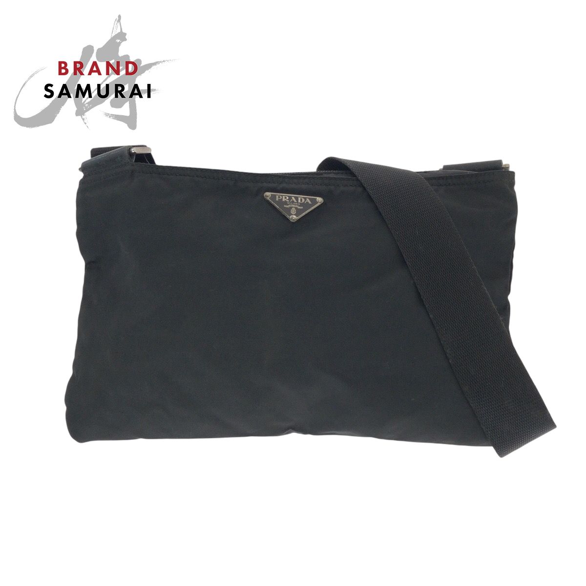 PRADA プラダ テスート 三角ロゴプレート ブラック 黒 シルバー金具 ナイロン ショルダーバッグ サコッシュ メンズ 411307【中古】