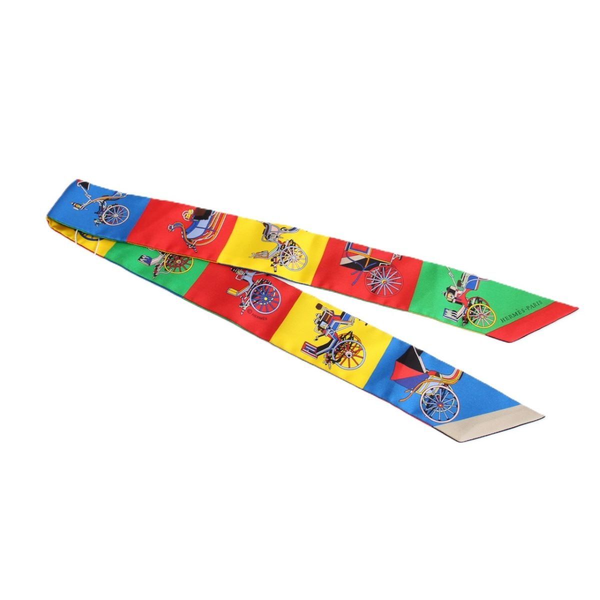HERMES エルメス ツイリー 精巧な馬車 シルク100％ マルチカラー【い