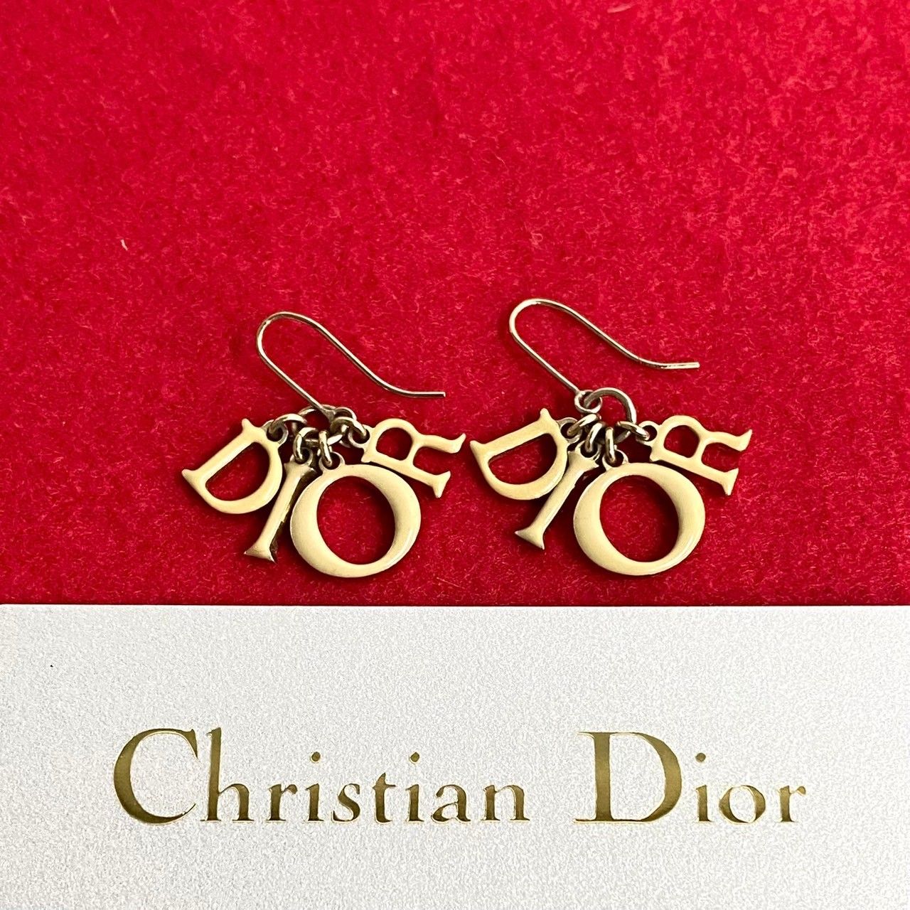 極 美品 希少品 Christian Dior ディオール ロゴ モチーフ 金具 フック ピアス アクセサリー レディース ゴールド ベージュ  05331 - メルカリ