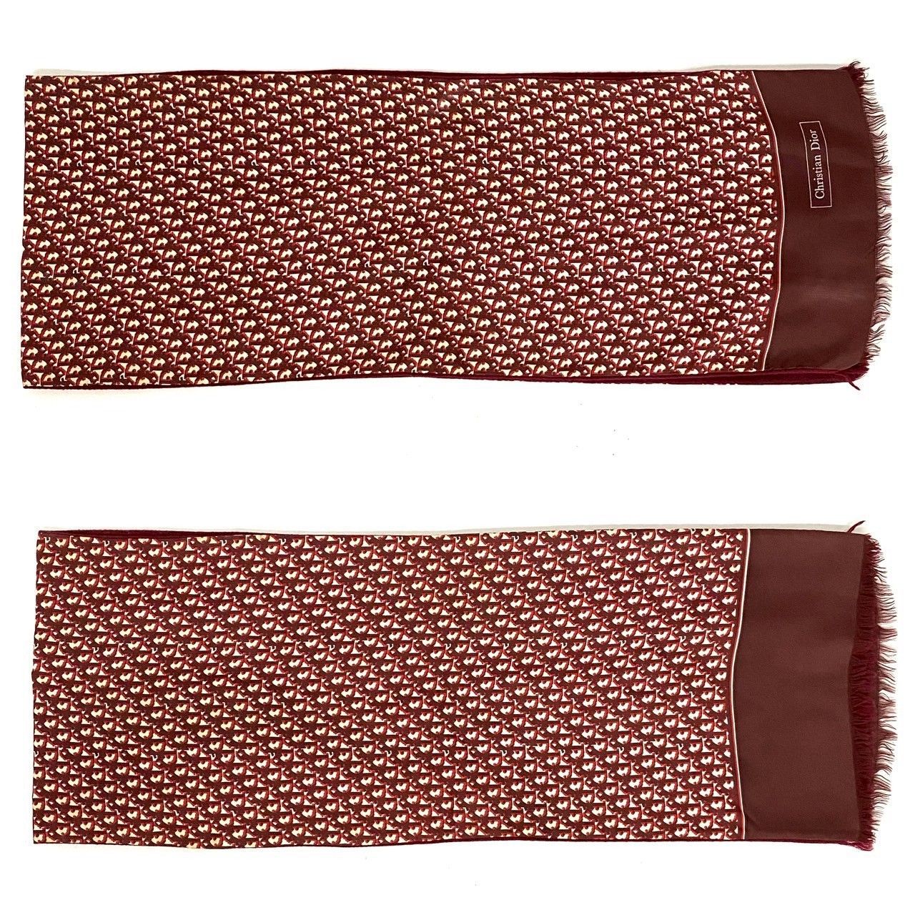 U【Dior】マフラー トロッター ボルドー 総柄 Christian Dior