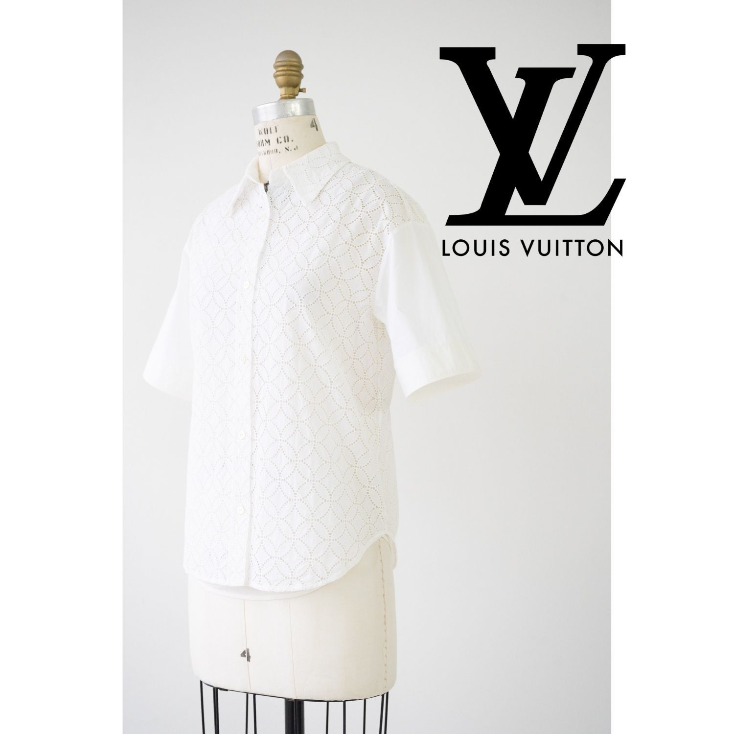 LOUIS VUITTON ルイ ヴィトン モノグラム レース 総柄 シャツ