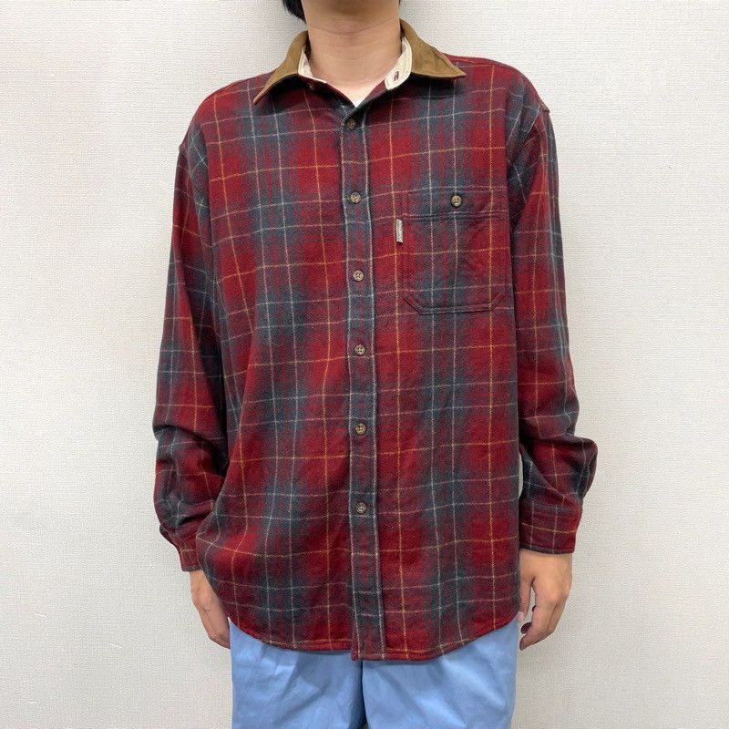 US古着 ウールリッチ WOOLRICH ウール×ナイロン シャツ チェック柄 襟