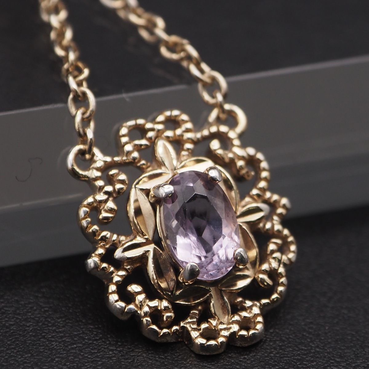 J487 アメジスト 925刻印 ピアス 片耳のみ ゴールド スウィング