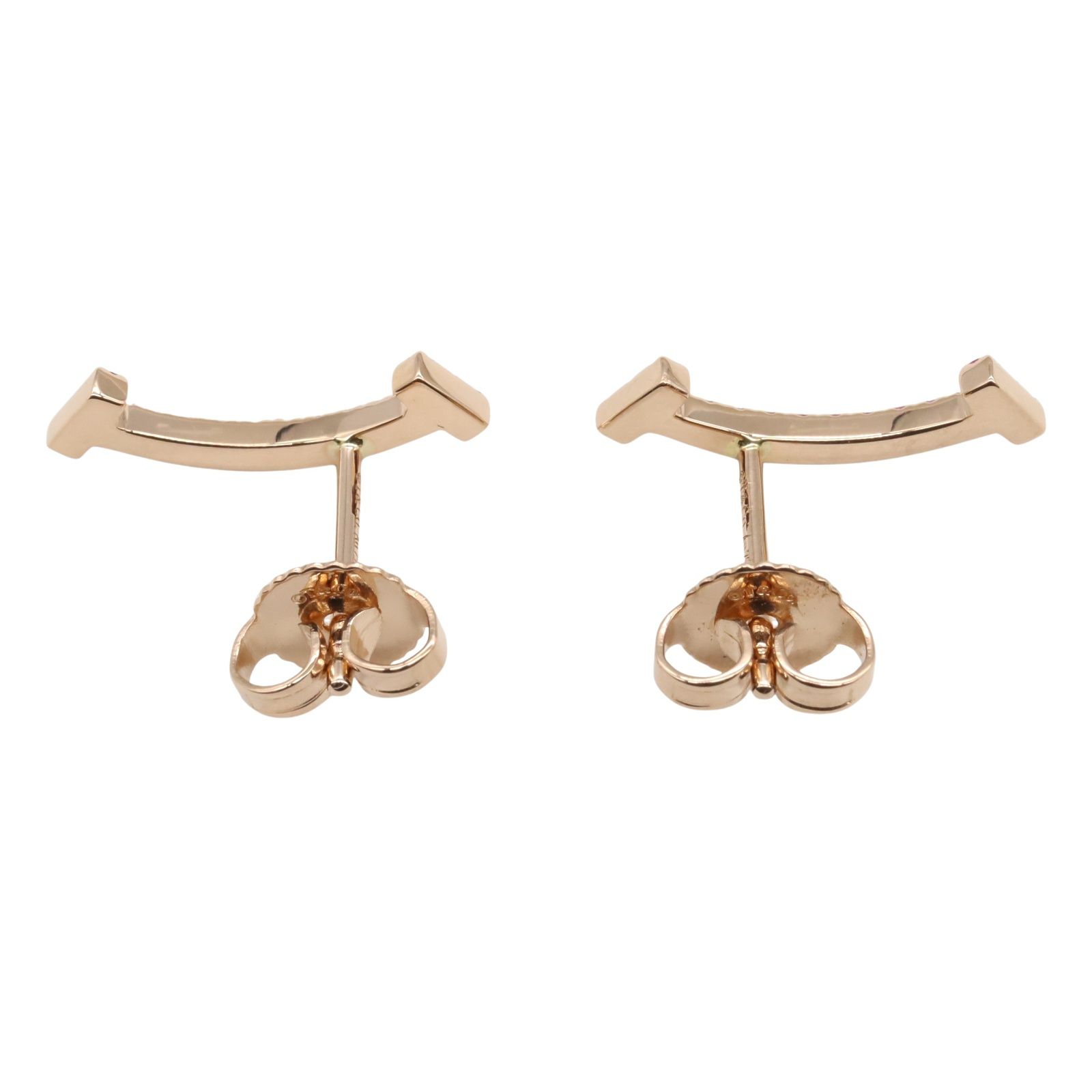 ティファニー TIFFANY＆CO ピアス Tスマイルミニ ピンクサファイア ピアス K18PG ピンクゴールド Tスマイルミニ ピンクサファイア ピアス レディース Used A