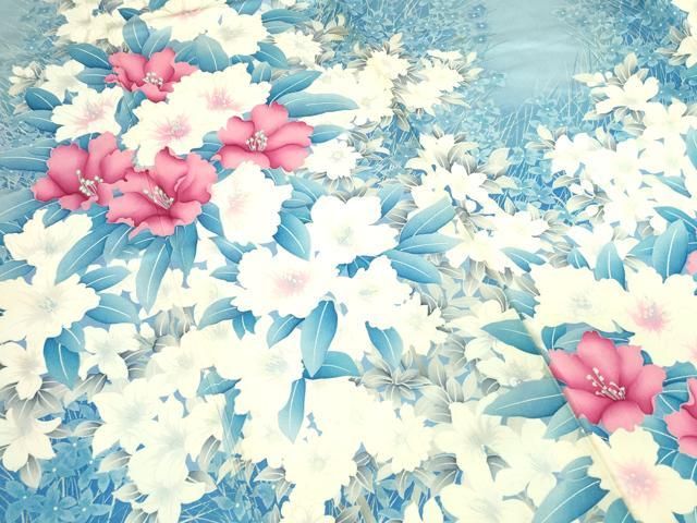 Ivy✺美品 正絹 花草文 トールサイズ 振袖 着物 A1755 振袖 正絹❣️トールサイズused❣️山吹色地に四季花が描かれた