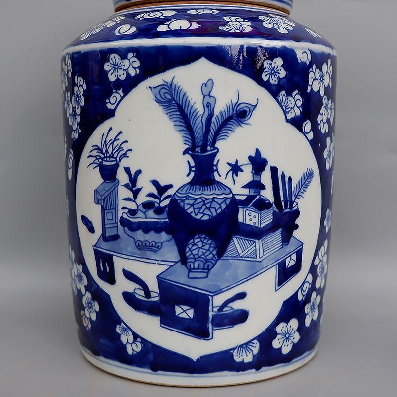 鯖氷梅博古紋帯蓋 茶壺  茶道具  陶磁器  工芸品 美術品 置物 鯖氷梅博古紋帯蓋 茶壺 茶道具 陶磁器 工芸品 美術品 置物
