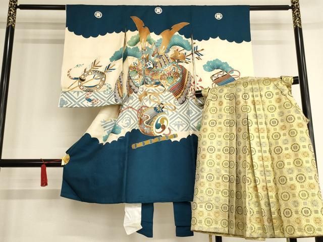 平和屋着物[]七五三 男の子 5歳 のしめ 祝着・行灯袴セット 駒
