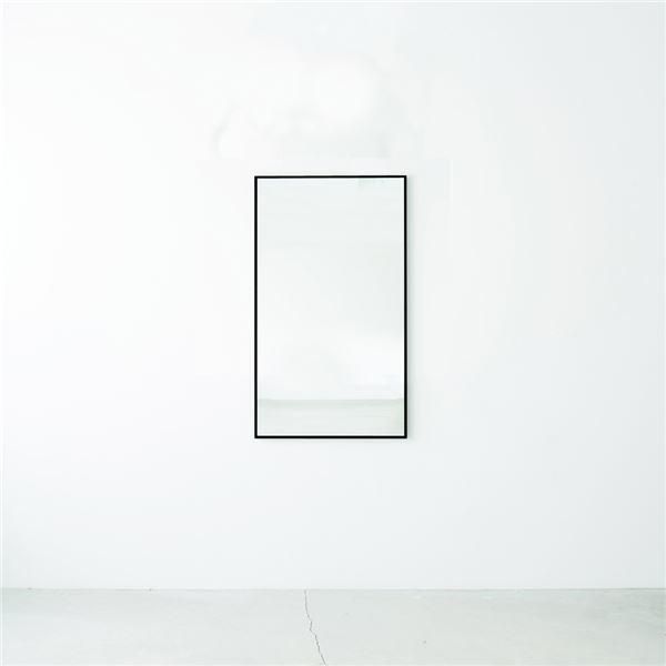 〔2個セット〕細枠ウォールミラー(60×90)(ブラック/黒) 天然木 姿見鏡 ワイド 高級感 木製 飛散防止加工 壁掛け 北欧風 玄関 トイレ 洗面 日本製 完成品 業...