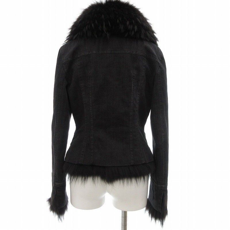 EPOCA デニムジャケット 毛皮 ラクーンファー付き 中綿 ITL40 黒 ブラック KA109-502-09 レディース