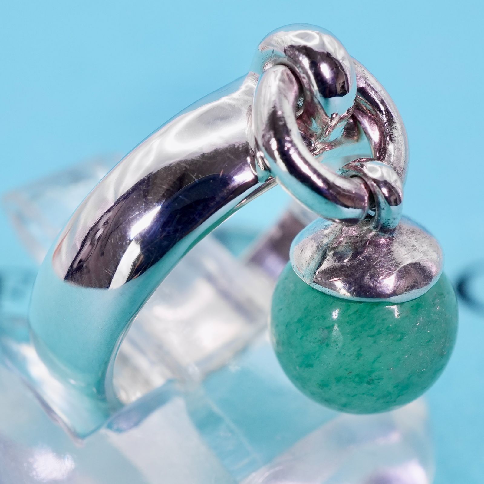 9号 ティファニー 翡翠 ドアノッカー ボールダングル リング 25-743S