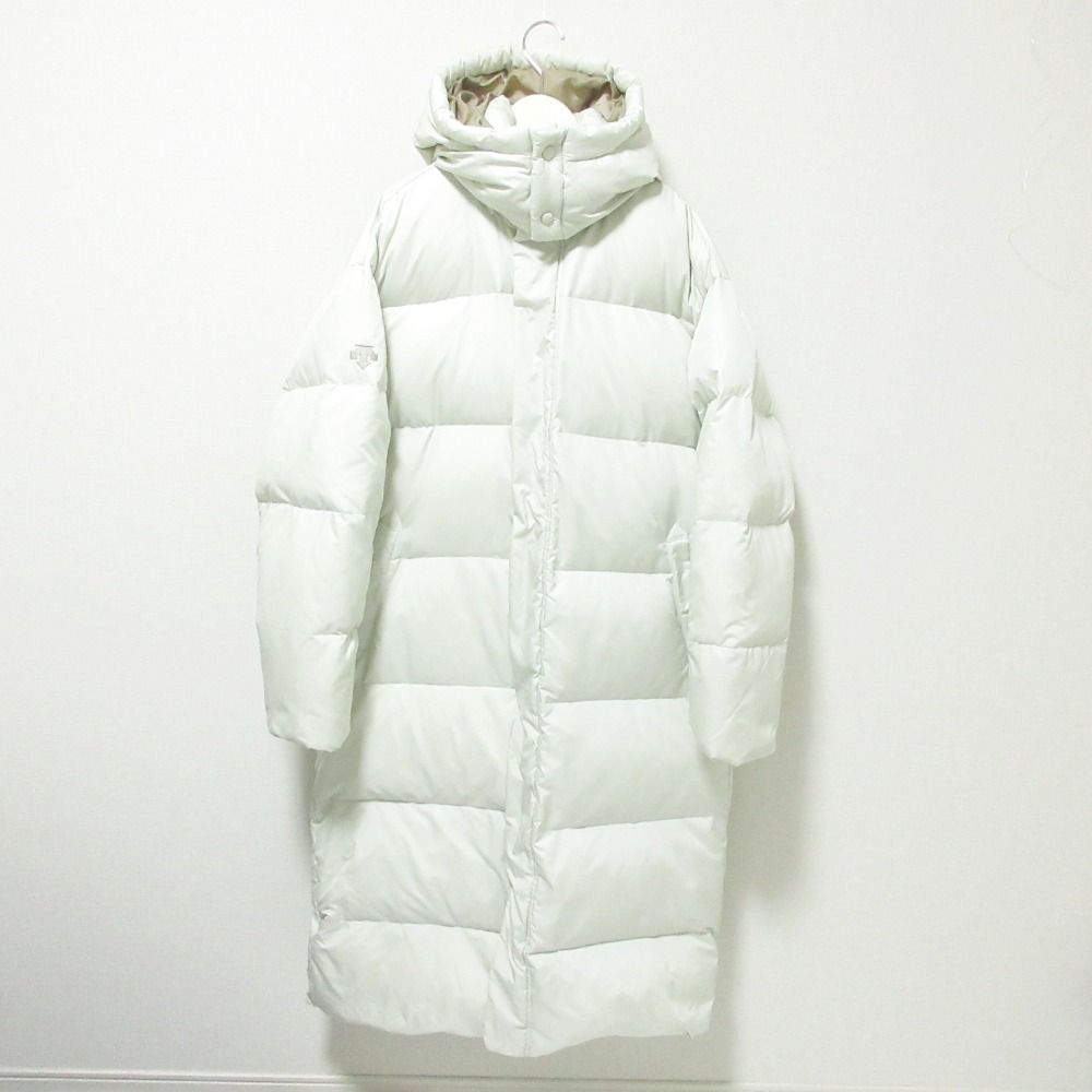 美品 DESCENTE デサント フード2WAY ダウンコート ロングダウンジャケット ベンチコート L オフホワイト メンズ