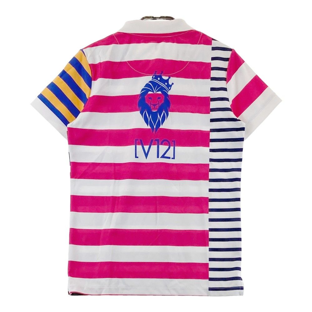 V12 ヴィトゥエルヴ 半袖ポロシャツ 総柄 ホワイト系 M ゴルフウェア メンズ サイズ：2 V12 ヴィトゥエルヴ 半袖ポロシャツ 総柄 ホワイト系