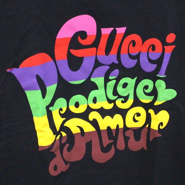 銀座店 グッチ Prodige d'Amour プリントTシャツ 黒 89504