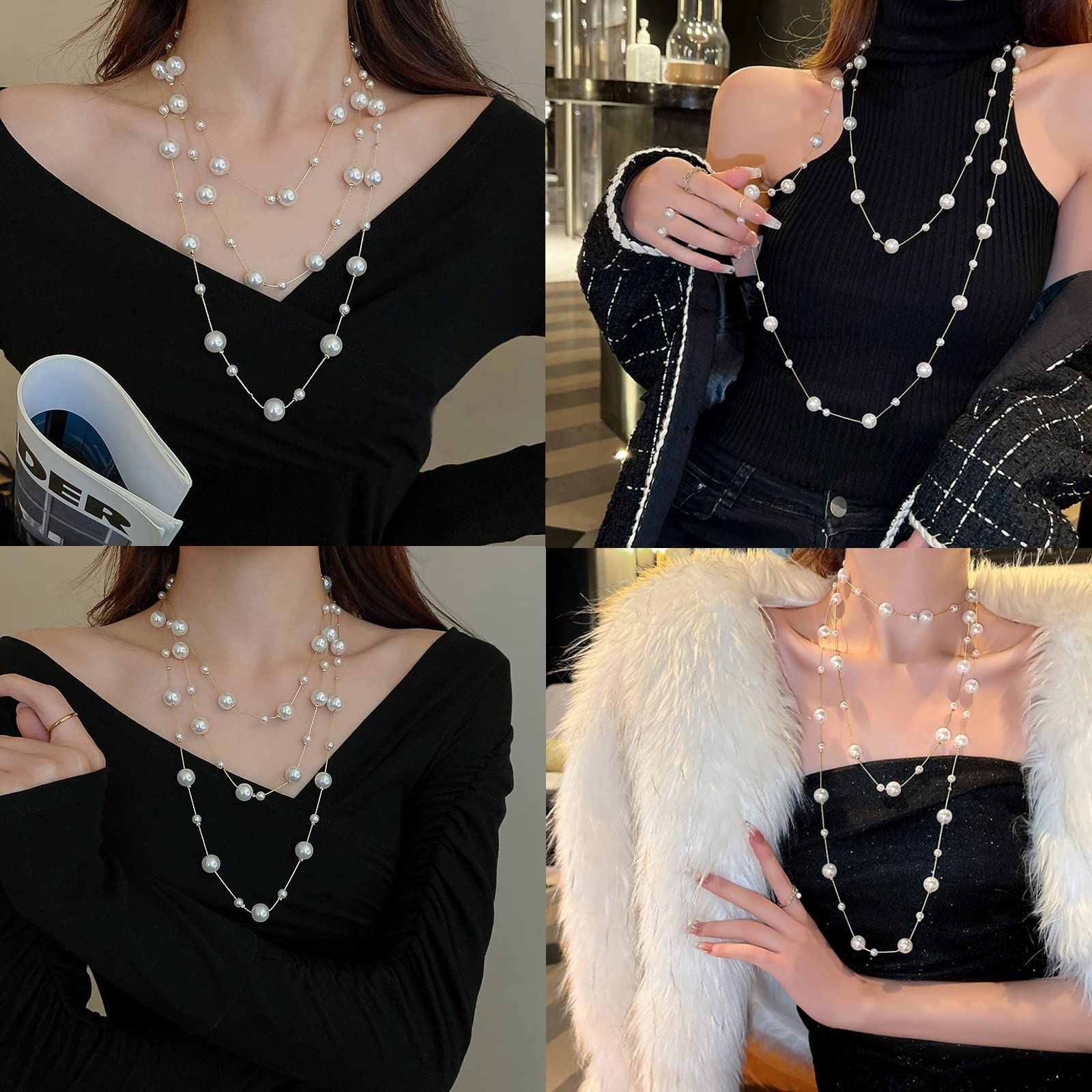 パールネックレスロング ロングネックレス レディース Doyime おしゃれ パーティ 結婚式 お呼ばれ 入卒式 披露宴 白