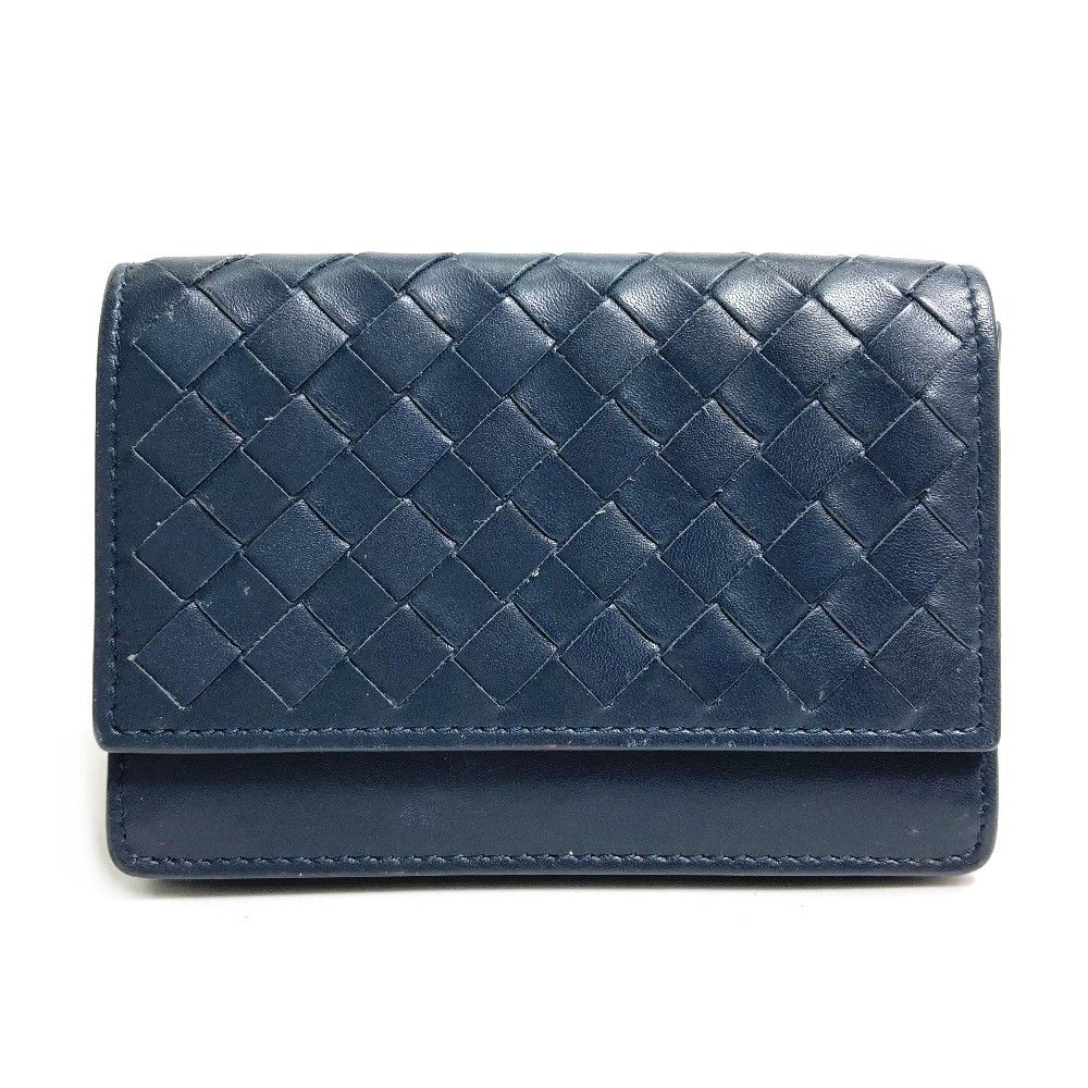 BOTTEGA VENETA ネイビー名刺入れ 編み込みデザイン BOTTEGA VENETA ネイビー名刺入れ 編み込みデザイン ボッテガ