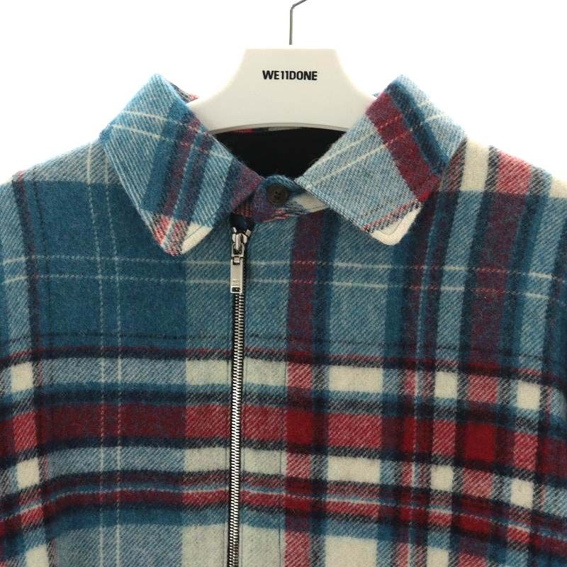 WE11DONE ウェルダン 20AW WD CHECK ANORAK WOOL SHIRT ジャケット ハーフジップ チェック柄 青 ブルー 赤  レッド /AN18 - メルカリ