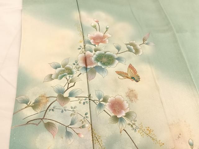 平和屋着物□訪問着 螺鈿 花蝶文 暈し染め 金彩 正絹 逸品 未