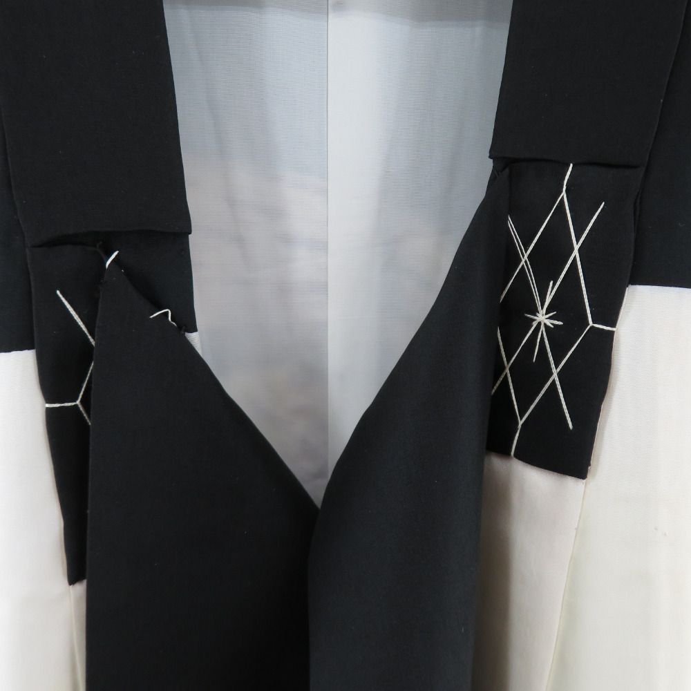 子供着物 男の子用 子供きもの 四つ身 5つ紋 黒色x青色 正絹