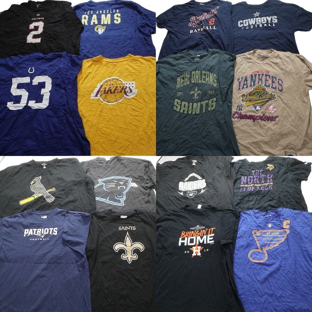 古着卸 プロチーム 半袖Tシャツ 16枚セット メンズ 2XL |3XL |4XK |5XL |6XL NBA レイカーズ NFL セインツ 古着 NA2535