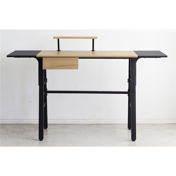 パソコンデスク/学習机 【ナチュラル】 幅134cm 可動棚 引き出し付き 