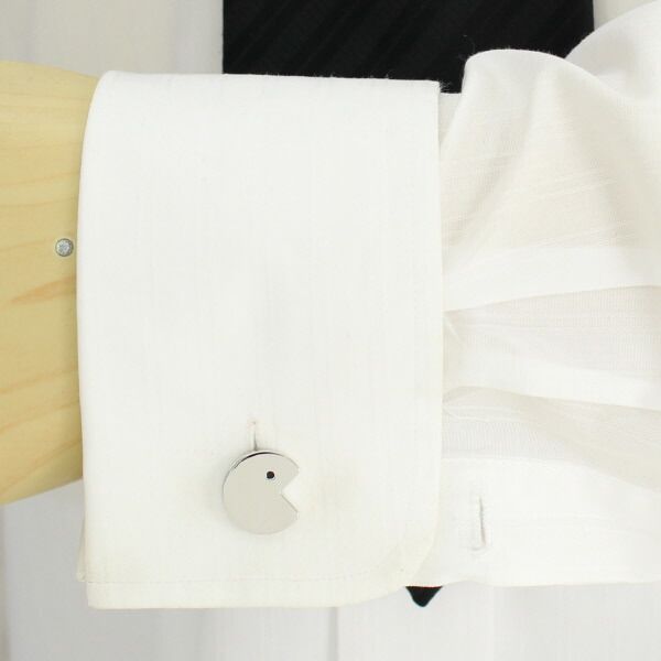 面白ユニークなパックマンのシルバーカフス カフスボタン カフリンクス cufflinks cuffs メンズ 男性 結婚式 ユニーク スポーツ ゲーム シルバー スーツアクセサリー専門店 父の日 ギフトにも ブライダル 披露宴 二次会 お呼ばれ パーティー お