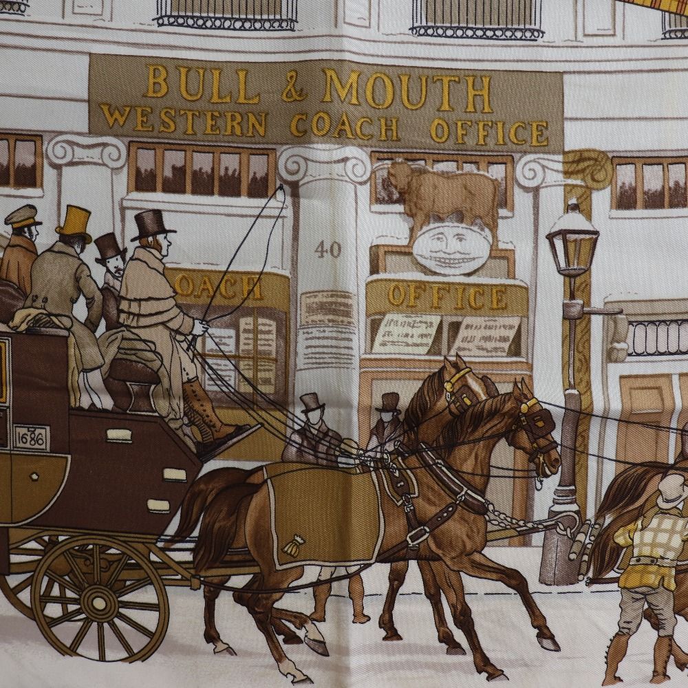 HERMES】エルメス カレ90 LHIVER EN POSTE 冬の郵便馬車 シルク