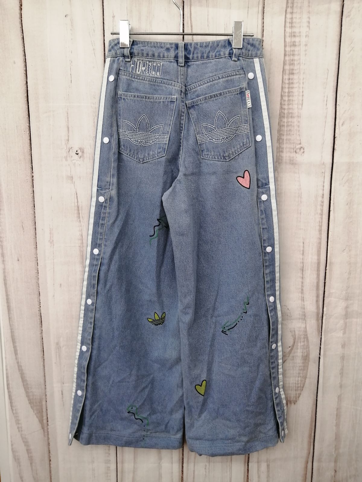 adidas x FIORUCCI / サイズ:S /ワイドデニムパンツ / スナップ