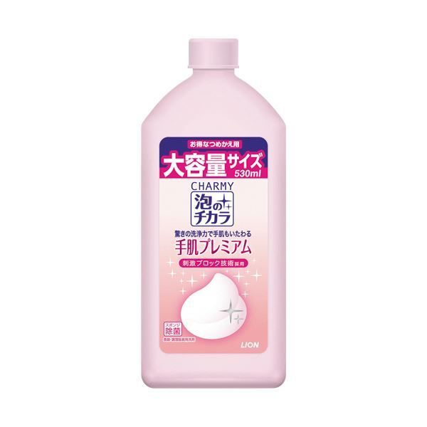 （まとめ） ライオンCHARMY泡のチカラ 手肌プレミアム 詰替用 530mL 1本 【×10セット】
