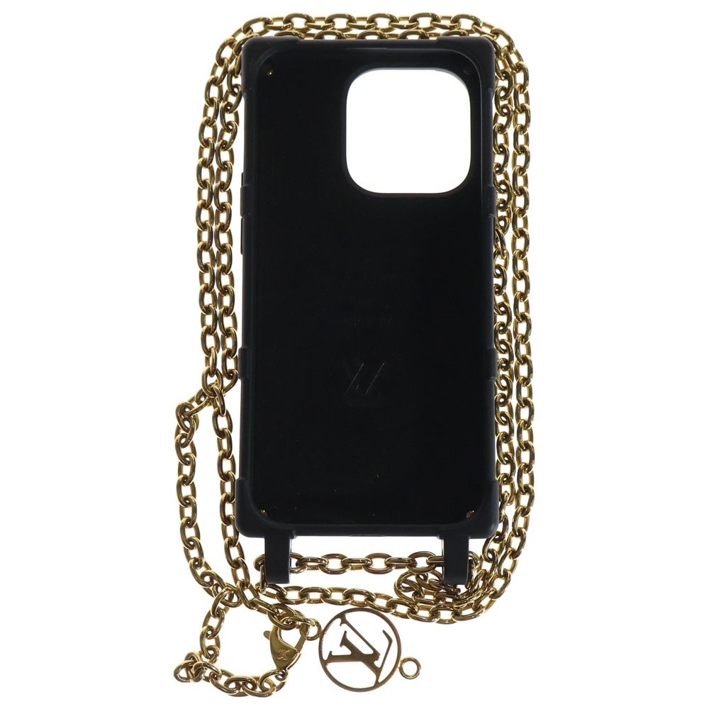 LOUIS VUITTON ルイヴィトン リ トランク モノグラム iPhone14Pro スマートフォンケース チェーン ショルダー ゴールド金具 ブラック M81997