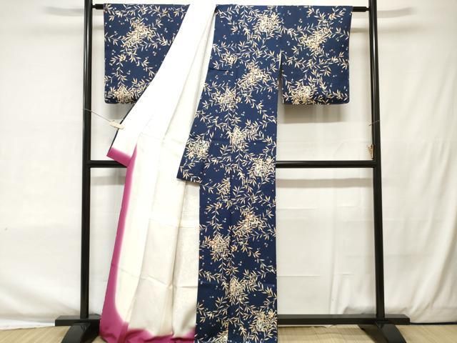 平和屋着物□上質な小紋 枝花文 黒地 正絹 逸品 未使用 CAAT2948fb