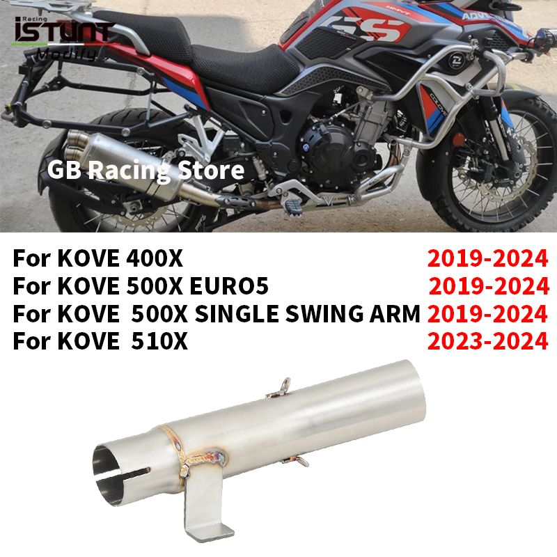 スリップ フォー KOVE 400X 500X 510X EURO5 シングルスイングアーム 2019 - 2024 バイク 二輪マフラーカスタム 50.8MM ミドルリンクパイプ