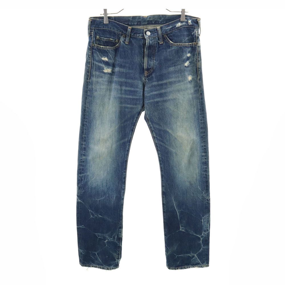 ヒステリックグラマー ジーンズ 日本製 クラッシュ加工 ストレートデニムパンツ W32 ウォッシュブルー HYSTERIC GLAMOUR JEANS ジーンズ メンズ