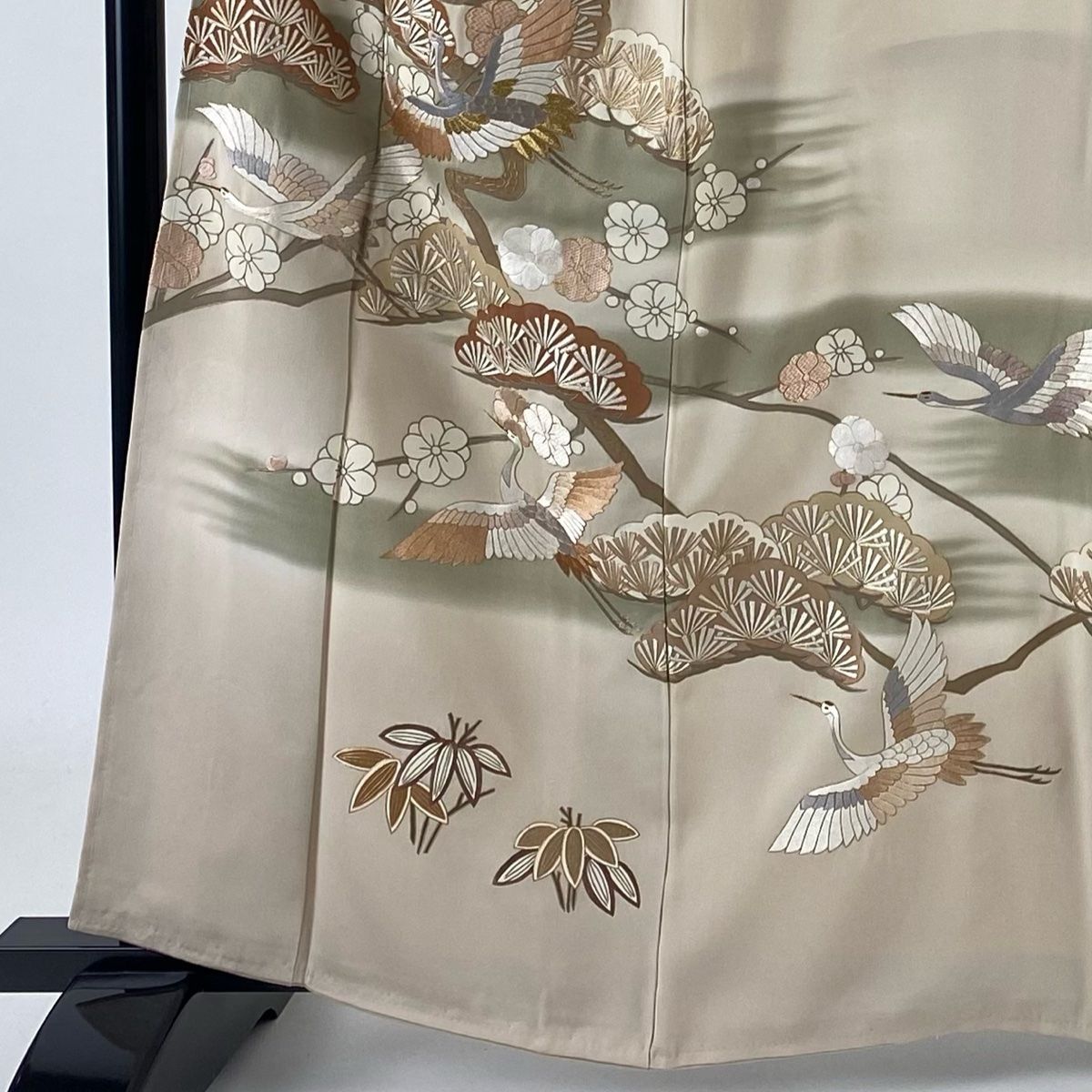 色留袖 身丈160.5cm 裄丈66cm M 袷 丹下雄介 落款 華文 向かい鳥